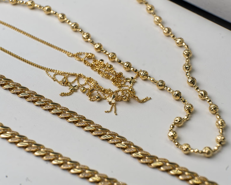 Gold chains and necklaces